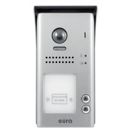 Kaseta zewnętrzna wideodomofonu Eura VDA-81A5 "2EASY", natynkowa 2-lokatorska fisheye z funkcją karty zbliżeniowej