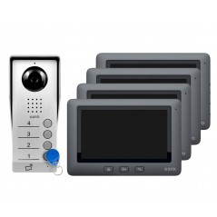 Wideodomofon "EURA" 4x VDA-45A3 black + VDA-94A3 - czterorodzinny, czarny, 4x LCD 7'', 1 wejście, czytnik RFID