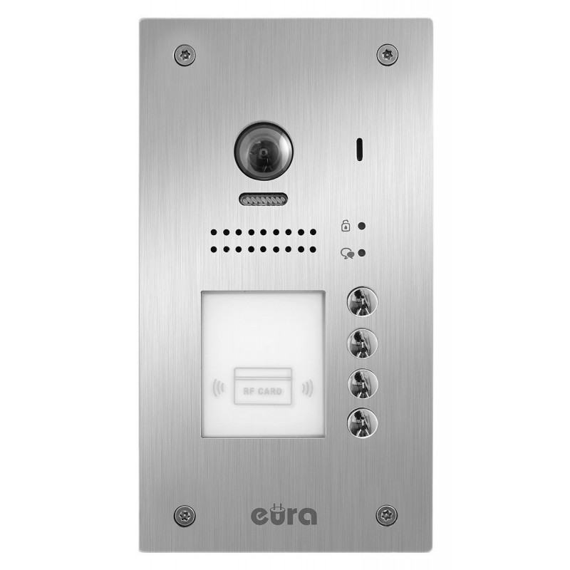 Kaseta zewnętrzna wideodomofonu Eura VDA-86A5 "2EASY" podtynkowa 4-lokatorska fisheye z funkcją karty zbliżeniowej