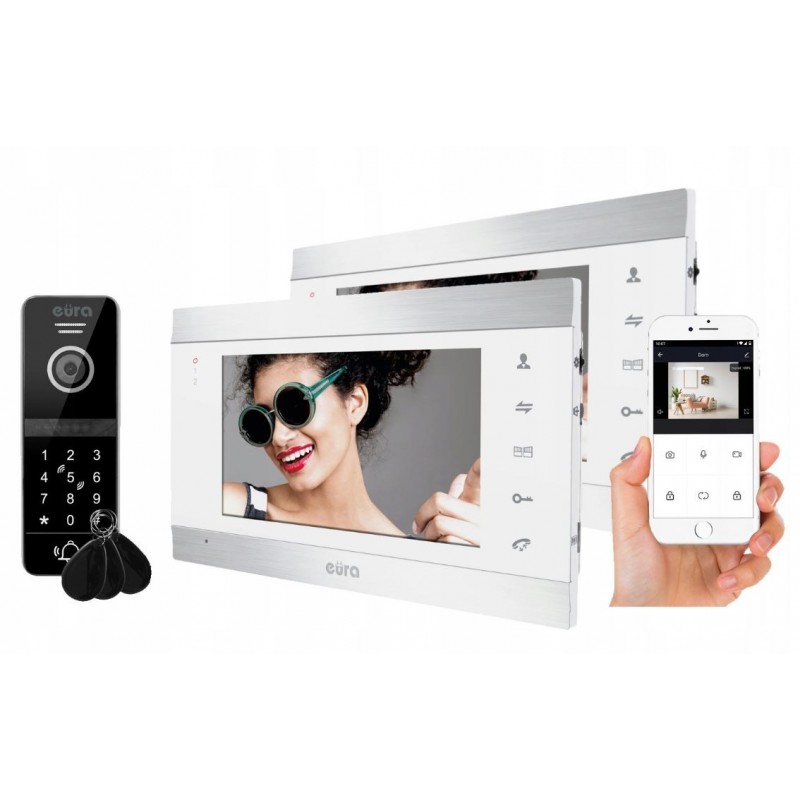 WIDEODOMOFON ''EURA'' VDP-00C5 - biały, monitor 7'', WiFi, kamera 960p, RFID, szyfrator