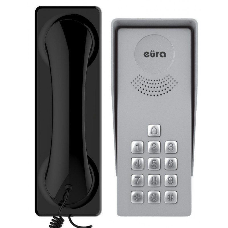 Domofon Eura ADP-37A3 "INGRESSO NERO" - 1-rodzinny, kaseta zewnętrzna z szyfratorem
